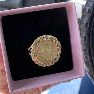 10K Gold Ring Pisces Zodiac Sign